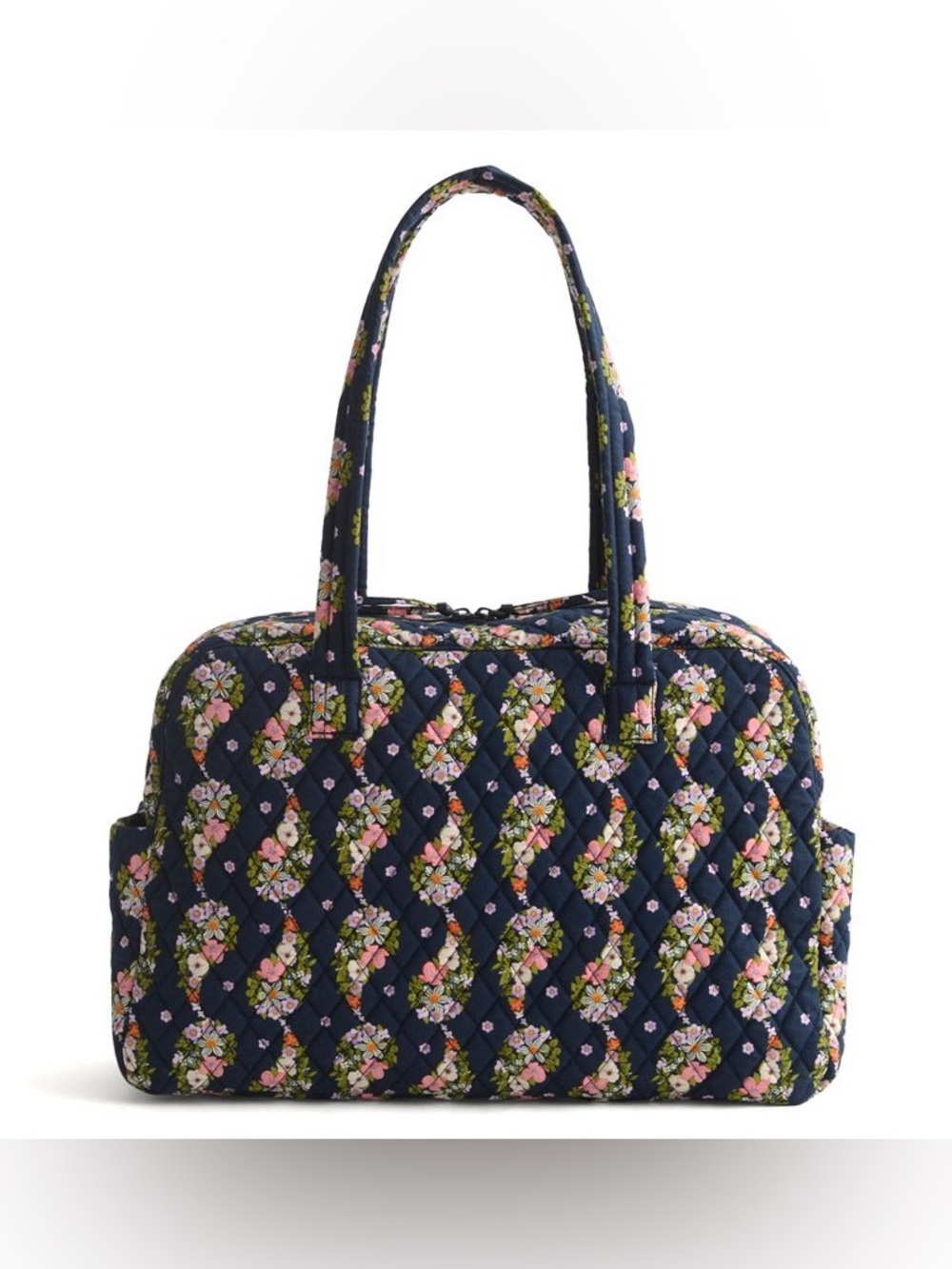 Vera Bradley Cotton Weekender Travel Bag Carry on Paisley Rain Navy Pink New